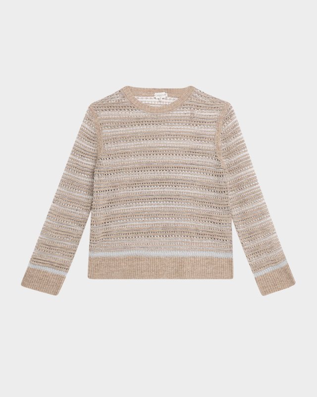 Crewneck Textured Lace & Ottoman Stitch Sweat